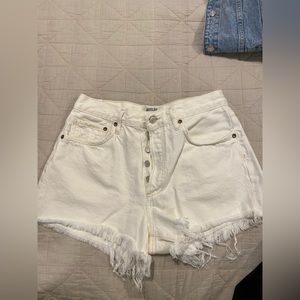 AGOLDE LA white denim shorts